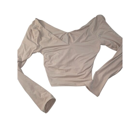 Reoria V-Neck Long Sleeve Crop Top*Cream*L*NWOT*Sexy*Sissy*Cosplay*Halloween - Picture 9 of 10